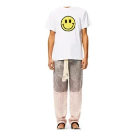 Camiseta de manga curta em algodão puro com estampado de rosto sorridente no peito da loewe para homem, branca, H616341X87-2100