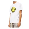 Camiseta de manga curta em algodão puro com estampado de rosto sorridente no peito da loewe para homem, branca, H616341X87-2100