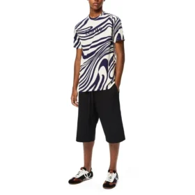 Camiseta de manga curta masculina loewe em algodão às riscas, branca e azul H526341X72-2091