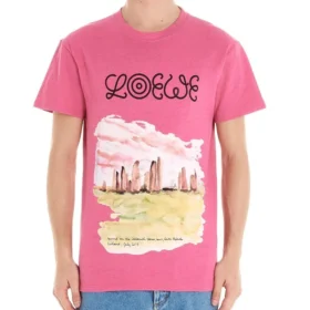 Camiseta de manga curta rosa loewe para homem H6109833Pc-7140