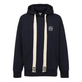 Camisola com capuz e mangas compridas para homem loewe Anagram bordada, azul-marinho H6109700Si-5110