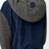 Camisola com capuz híbrida com fecho, em camurça de pele de cabra e mistura de lã Camisola com capuz híbrida com fecho, em camurça de pele de cabra e mistura de lã