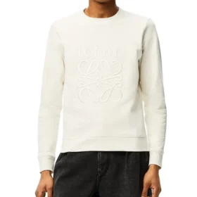 Camisola de algodão com logótipo Anagram bordado da loewe para homem, branco cremoso, H526341Xa1-2370