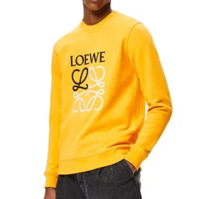 Camisola de algodão com logótipo Anagram da loewe bordado para homem, cor laranja, H526341Xa1-9100