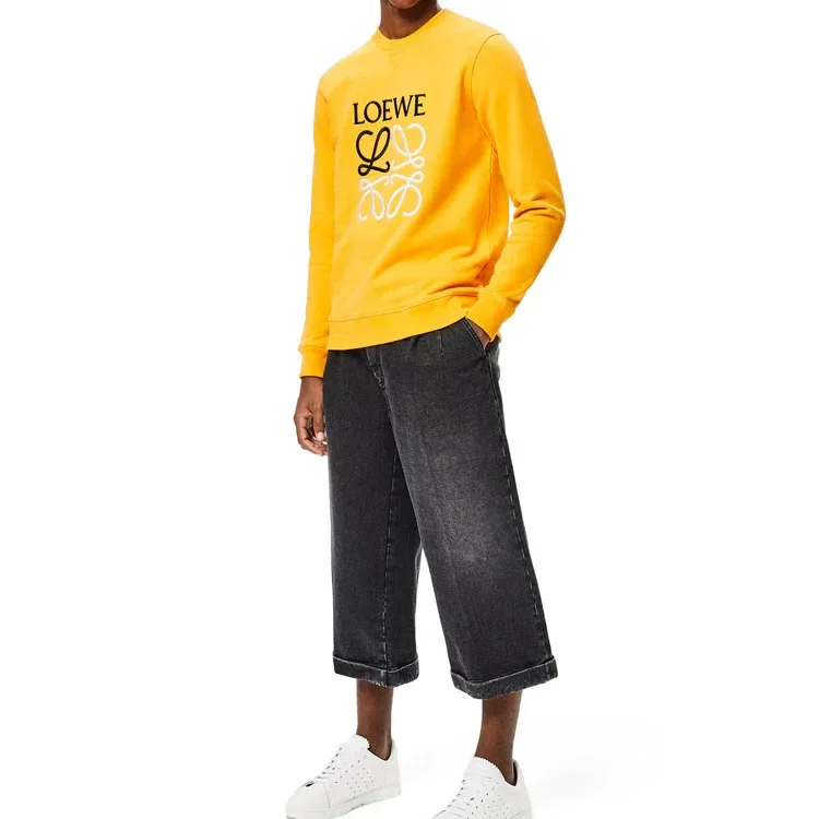 Camisola de algodão com logótipo Anagram da loewe bordado para homem, cor laranja, H526341Xa1-9100