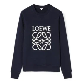Camisola de algodão para homem com logótipo Anagram da loewe bordado, azul-marinho, H526341Xa1-5110