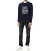 Camisola de algodão para homem com logótipo Anagram da loewe bordado, azul-marinho, H526341Xa1-5110