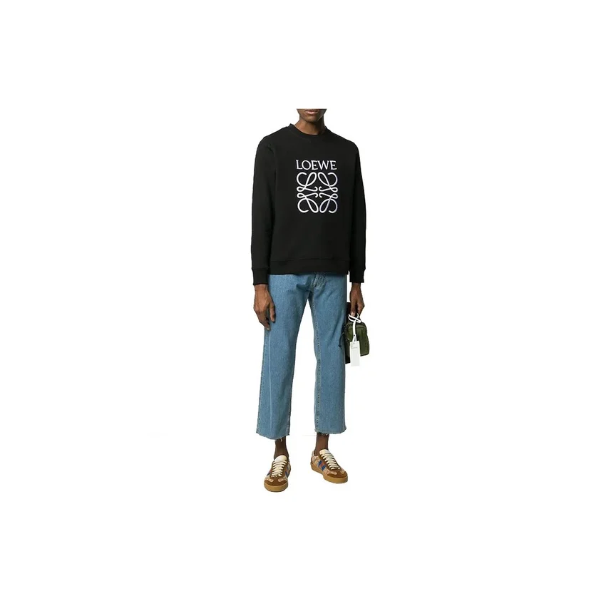 Camisola de homem com logótipo da marca loewe estampado, preta, H6109900Cr-1100