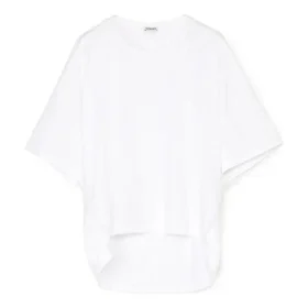Camisola de manga curta a cores sólidas, branca S540333Xat-2100