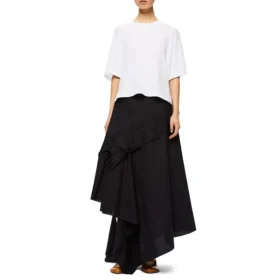 Camisola de manga curta a cores sólidas, branca S540333Xat-2100