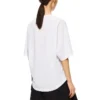 Camisola de manga curta a cores sólidas, branca S540333Xat-2100