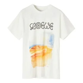 Camisola de manga curta branca com estampado loewe para homem H6299980Pc-2100