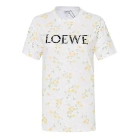 Camisola de manga curta com flores, branca S540333Xar