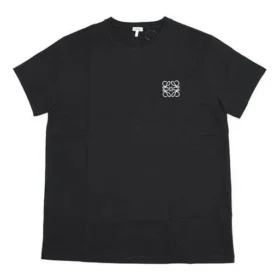 Camisola de manga curta com gola redonda em algodão bordado loewe Anagram Classic para homem, preta, H6109230Cr-1100