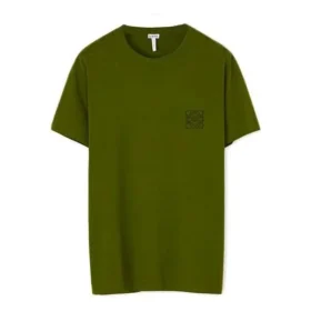 Camisola de manga curta com gola redonda em algodão bordado loewe Anagram Classic para homem, verde, H6109230Cr-4160