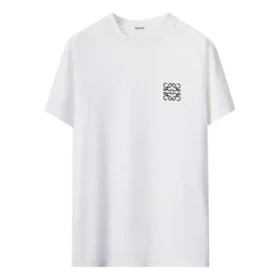 Camisola de manga curta com gola redonda em algodão bordado «Loewe Anagram» para homem, branca, H526Y22J26-2100