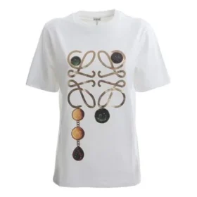 Camisola de manga curta com letras impressas, branca S359333Xbp