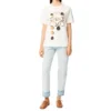 Camisola de manga curta com letras impressas, branca S359333Xbp