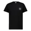 Camisola de manga curta em algodão com bordado «Anagram», gola redonda, preta H526341Xai-1100