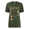 Camisola de manga curta em algodão puro com estampado, verde azeitona, tamanho S, S359333Xbp-4160