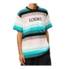 Camisola de manga curta masculina loewe com riscas de algodão e logótipo bordado H6109950Pc-9990