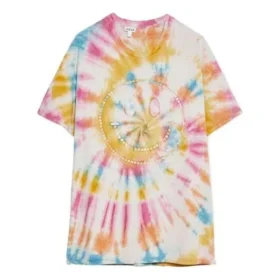 Camisola de manga curta unissexo com estampado «Tie Dye» e caras sorridentes, multicolorida H616341X79-9990