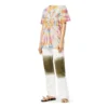 Camisola de manga curta unissexo com estampado «Tie Dye» e caras sorridentes, multicolorida H616341X79-9990