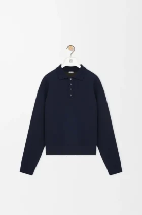 Camisola polo em lã