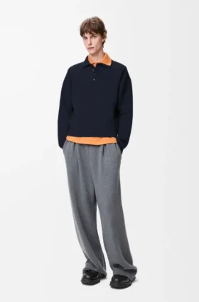 Camisola polo em lã