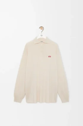 Camisola polo em mistura de caxemira e seda
