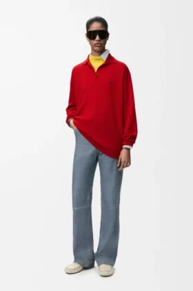 Camisola polo em mistura de caxemira e seda