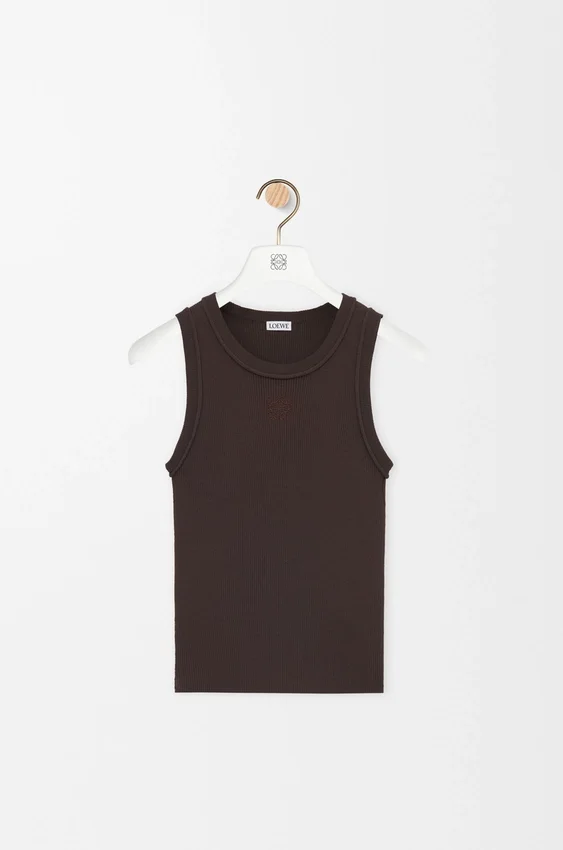 Camisola sem mangas com anagrama em viscose elástica Camisola sem mangas com anagrama em viscose elástica