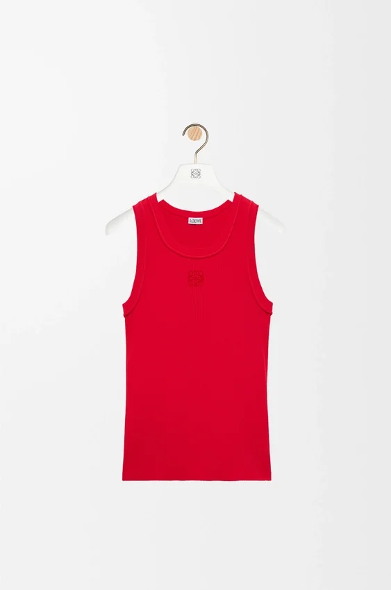 Camisola sem mangas com anagrama em viscose elástica Camisola sem mangas com anagrama em viscose elástica