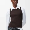 Camisola sem mangas com anagrama em viscose elástica Camisola sem mangas com anagrama em viscose elástica