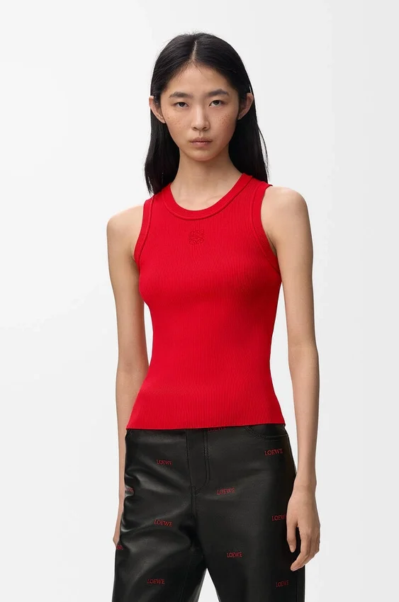 Camisola sem mangas com anagrama em viscose elástica Camisola sem mangas com anagrama em viscose elástica