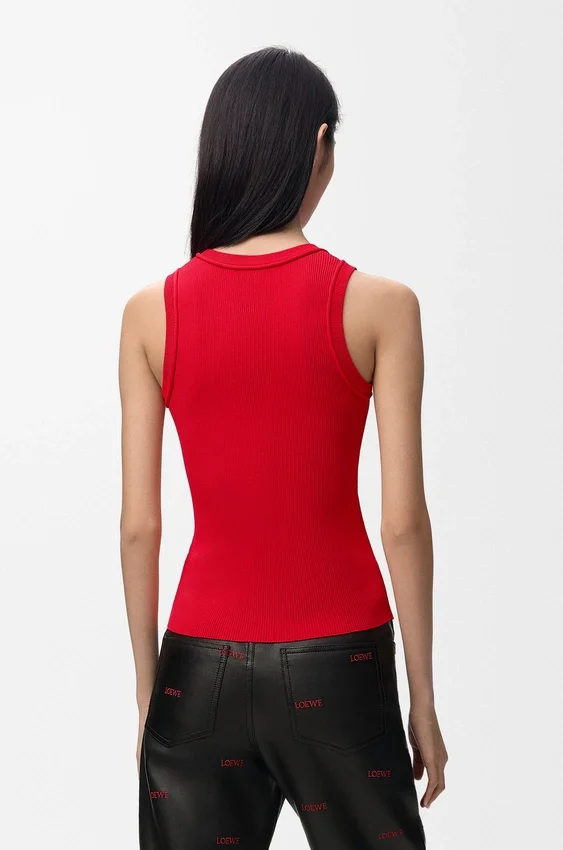 Camisola sem mangas com anagrama em viscose elástica Camisola sem mangas com anagrama em viscose elástica