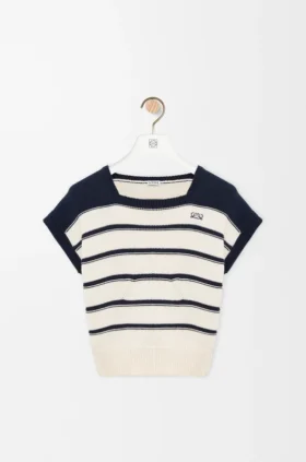 Camisola sem mangas em algodão e lã