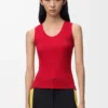 Camisola sem mangas em algodão elástico Camisola sem mangas em algodão elástico
