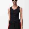 Camisola sem mangas em algodão elástico Camisola sem mangas em algodão elástico