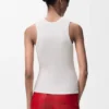 Camisola sem mangas em algodão elástico Camisola sem mangas em algodão elástico