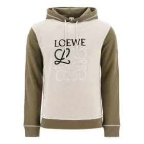 Casaco com capuz e cordão bordado loewe para homem, cor cáqui H526341X94-3962
