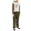 Casaco com capuz e cordão bordado loewe para homem, cor cáqui H526341X94-3962
