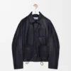 Casaco de estilo profissional em pele de borrego napa e nylon Casaco de estilo profissional em pele de borrego napa e nylon