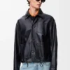 Casaco de estilo profissional em pele de borrego napa e nylon Casaco de estilo profissional em pele de borrego napa e nylon