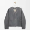 Casaco tipo cardigan «Pebble» em pele de carneiro