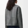 Casaco tipo cardigan «Pebble» em pele de carneiro