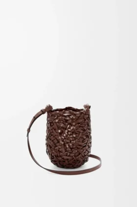 Cesta de Nest pequena em pele de bezerro