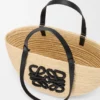 Cesta Eclipse Média em ráfia e pele de bezerro Cesta Eclipse Média em ráfia e pele de bezerro