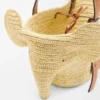 Cesta pequena em forma de elefante em ráfia e pele de bezerro Cesta pequena em forma de elefante em ráfia e pele de bezerro