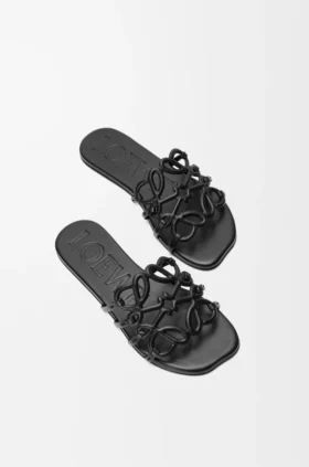 Chinelo Petal Anagram em pele de bezerro
